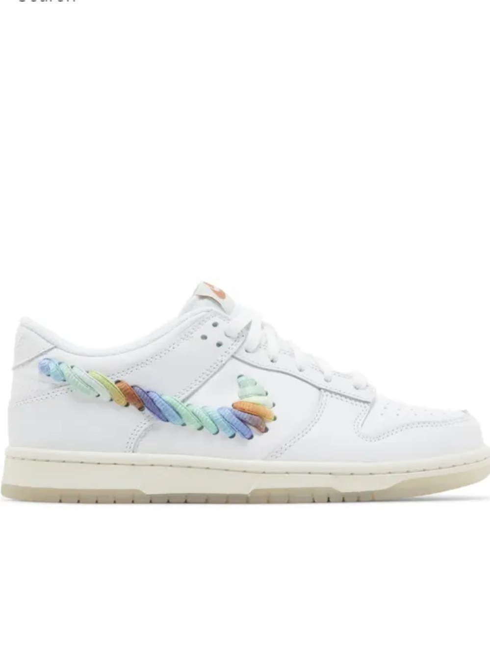 Nike Dunk Low White with Multi-Color Swoosh